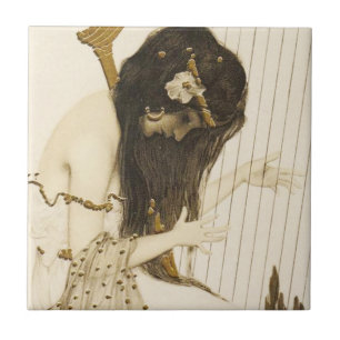 Vintage Greek Harpist Tile