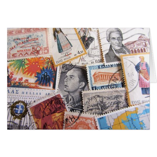 Vintage Greek Stamps Card