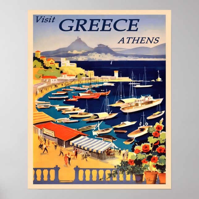 Vintage Greek Travel Advertisement Poster (Front)