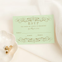 Vintage Green and Antique Gold Flourish Wedding