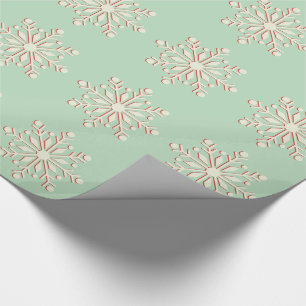 Vintage Green and Cream Snowflake Wrapping Paper