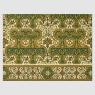 Vintage Green and Gold Floral Pattern Tissue Paper