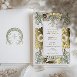 Vintage Green and Gold Wedding Art Nouveau Mucha<br><div class="desc">Art Nouveau Vintage Floral Green & Gold Wedding Invitations by Alphonse Mucha in a romantic and whimsical design using Real Gold Foil. Victorian flourishes complement classic art deco fonts. Please enter your custom information, and you're done. If you wish to change the design further, simply click the blue "Customise It"...</div>