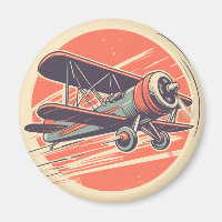 Vintage Green and Orange Biplane Aviator