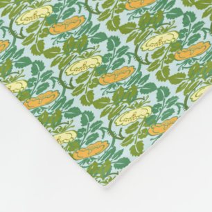 Vintage Green and orange Buttercup floral pattern Fleece Blanket