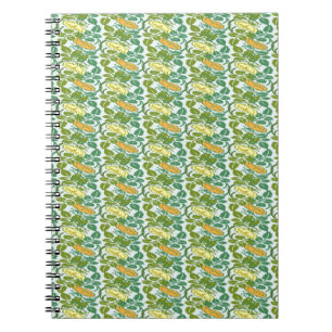 Vintage Green and orange Buttercup floral pattern Notebook