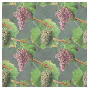 Vintage Green and Purple Grapes on Vines Fabric