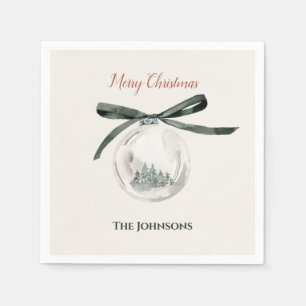 Vintage Green and White Christmas Ball Coaster Set Napkin