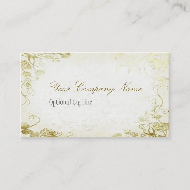 Vintage Green Antique Floral Business Card (Front)