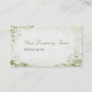Vintage Green Antique Floral Business Card