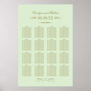 Vintage Green Antique Flourish Seating Poster
