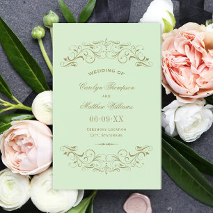Vintage Green Antique Flourish Wedding Programs