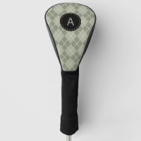Vintage Green Argyle Monogram Golf Club Cover Gift