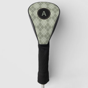 Vintage Green Argyle Monogram Golf Club Cover Gift