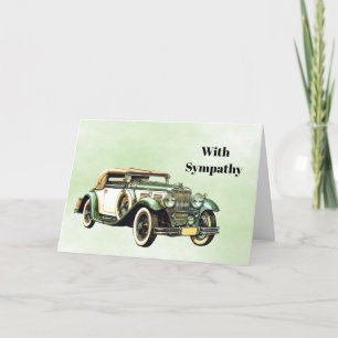 Vintage Green Auto Watercolor Sympathy Card