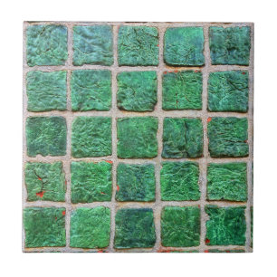 Vintage Green Azulejo Ceramic Decorative Tile
