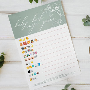 Vintage Green Baby Shower Baby Book Emoji Game Flyer