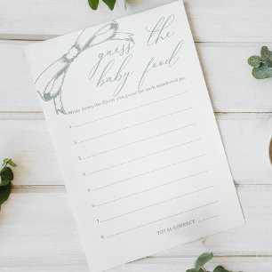 Vintage Green Baby Shower Guess Baby Food Game Flyer