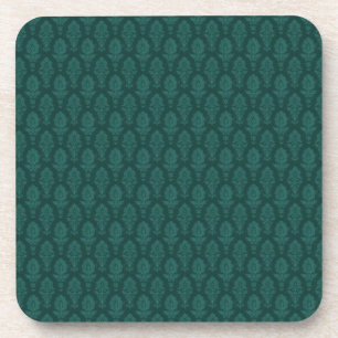 Vintage Green Baroque Floral Wallpaper Coaster