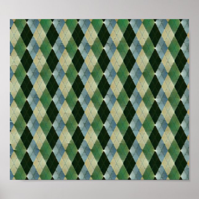Vintage Green beige geometrical St Patrick pattern Poster (Front)