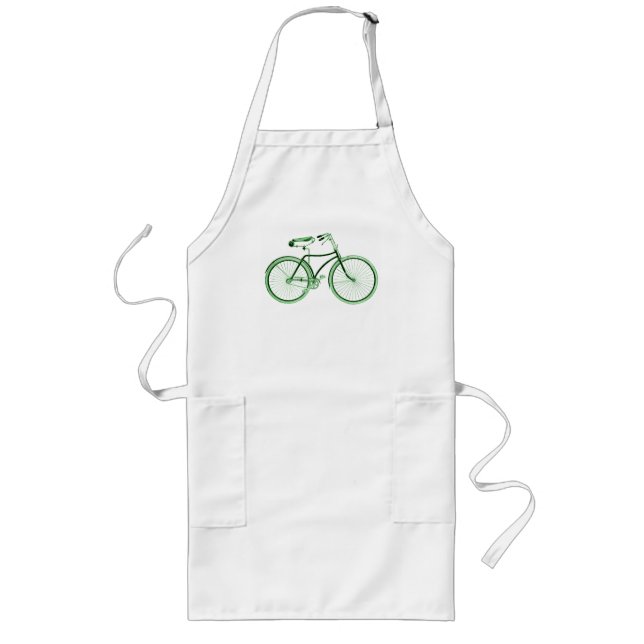 Vintage Green Bicycle Long Apron (Front)