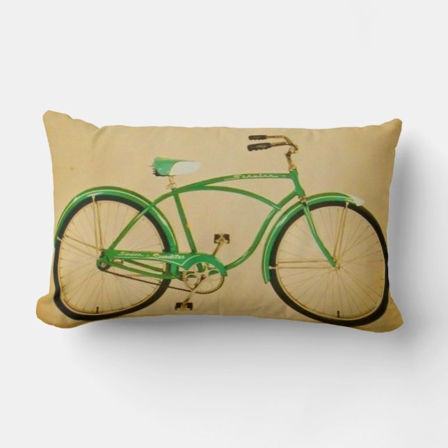 Vintage Green Bicycle Lumbar Pillow (Front)