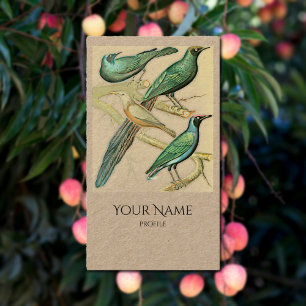 Vintage  green birds -Kraft  Business Card