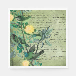 Vintage Green Birds Napkin