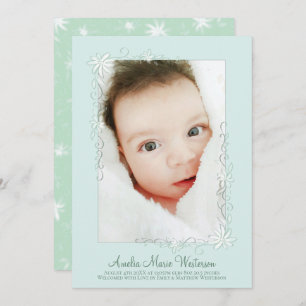 Vintage Green Birth Announcement Gender Neutral