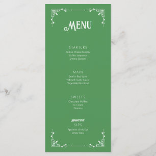 Vintage Green Birthday Menu Flat Card