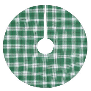 Vintage green black and white rustic tartan plaid brushed polyester tree skirt