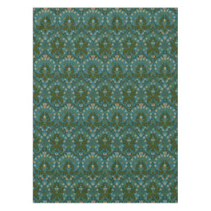 Vintage Green Blue William Morris Autumn Flowers Tablecloth