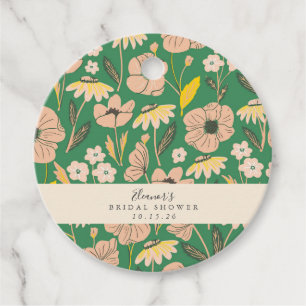 Vintage Green Boho Floral Custom Bridal Shower Favour Tags