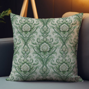 Vintage green botanical pattern cushion