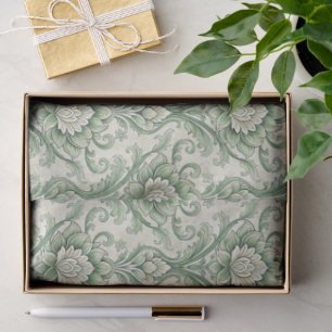 Vintage green botanical pattern tissue paper
