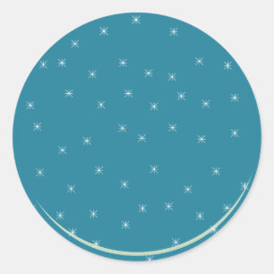 Vintage Green Buck Deer Aqua Birch Tree Snowflake Classic Round Sticker