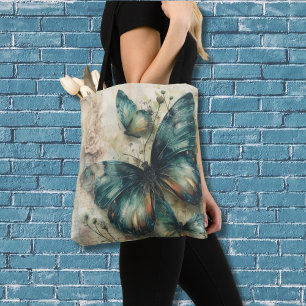 Vintage Green Butterflies  Tote Bag