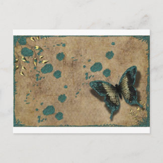 Vintage Green Butterfly Postcard