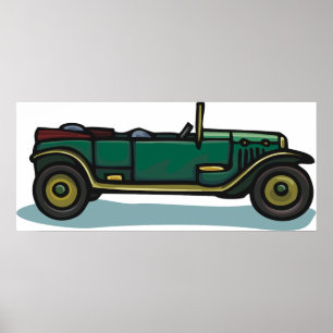 Vintage Green Car Poster