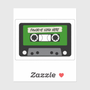 Vintage Green Cassette Custom-Cut Vinyl Sticker