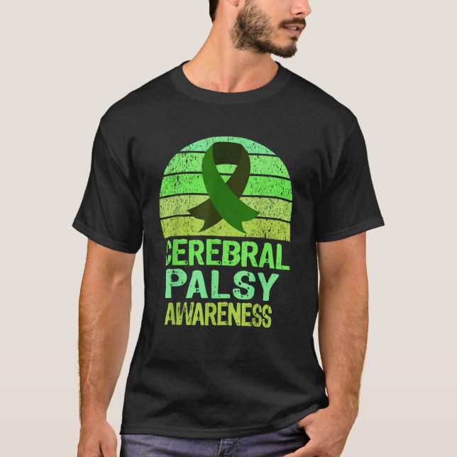 Vintage Green Cerebral Palsy Awareness Tee Ribbon  (Front)