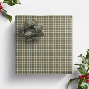Vintage green checks holiday plaid simple wrapping paper
