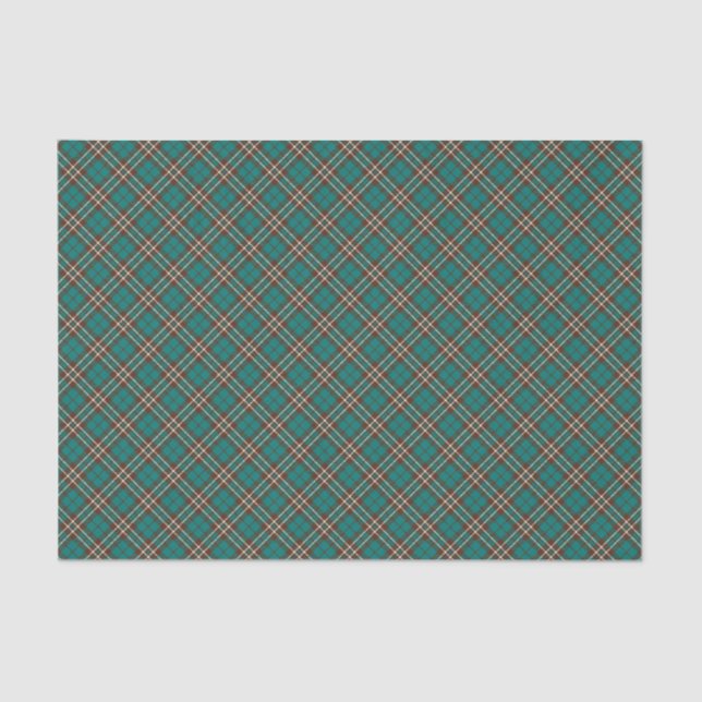 Vintage Green Chequered Plaid Tissue Paper (Front)