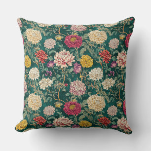 Vintage Green Chinoiserie Floral Cushion
