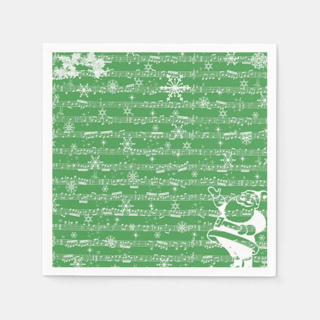 Vintage Green Christmas Musical Sheet Napkin (Front)