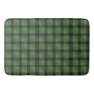 Vintage Green Christmas plaid holiday Gift  Bath Mat