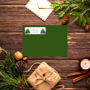 Vintage Green Christmas Tree Festive Wedding Label
