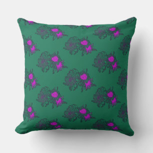 Vintage Green Chrysanthemum Pattern Pillow