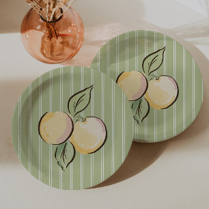 Vintage Green Citrus Baby Shower Paper Plate
