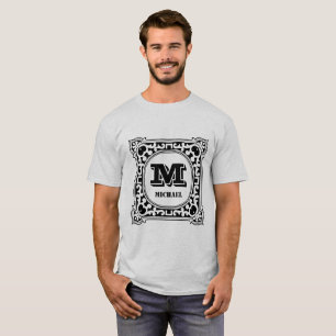 Vintage green decorative alphabet name monogram T-Shirt